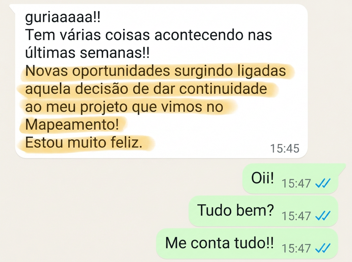 Print de depoimento real enviado por WhatsApp