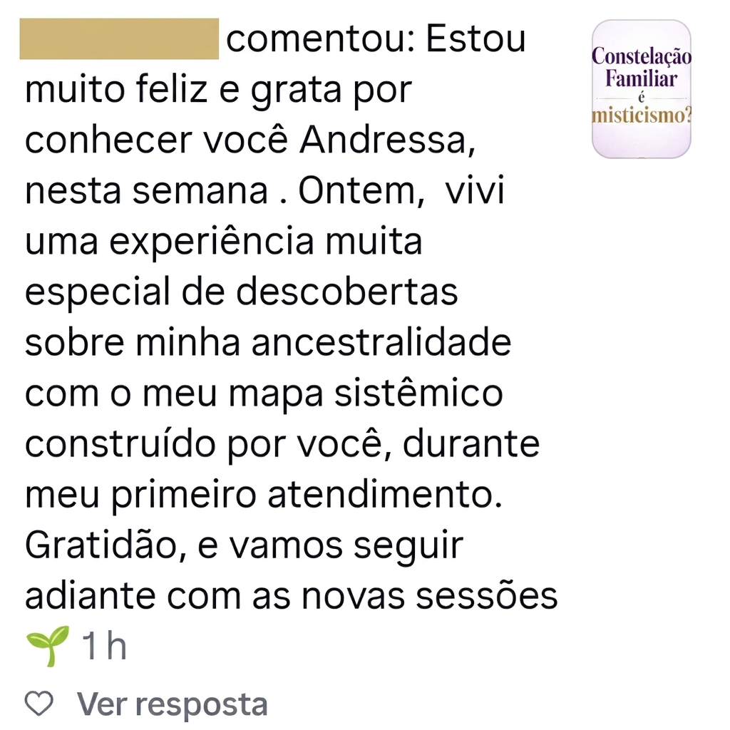 Print de depoimento real enviado por comentário online